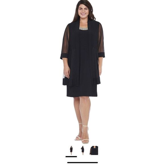 R & M Richards Black Sheer Jacket Plus Size 22W NWT - Picture 1 of 7